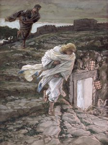 聖ペテロと聖ヨハネの墓への実行、「キリストの生涯」のイラスト、1886-94年（板紙にトイレとガッシュ） 作： James Jacques Joseph Tissot