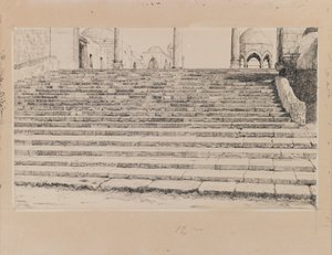 ハラムの宮廷の階段、私たちの主イエスキリストの生涯からのイラスト（板紙にインクとグラファイト） 作： James Jacques Joseph Tissot