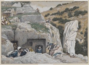 使徒の隠れ場所、「私たちの主イエス・キリストの生涯」のイラスト、1886年から94年（紙の黒鉛の上にトイレ）