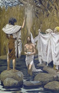 The Bapteme of Jesus - The Baptim of Jesus - from "The Life of Our Lord Jesus Christ" - 1899 by James Tissot - The Life of Our Lord Jesus Christ, by Jacques Joseph (Jacques Joseph) Tissot dit James Tissot (1836-1902) 作： James Jacques Joseph Tissot