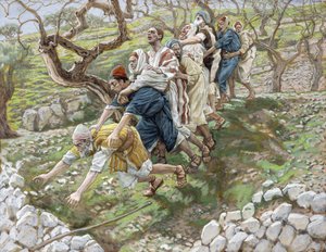 The Blind Leading the Blind、illustration for The Life of Christ、c.1886-94（wc＆gouache on paperboard） 作： James Jacques Joseph Tissot