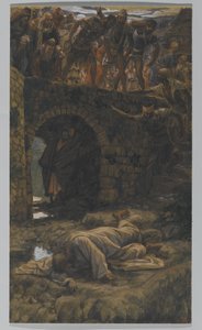 ケドロンの小川。彼は途中で小川の飲み物を飲ませる、「キリストの生涯」のイラスト、1886-94年（板紙にトイレとガッシュ） 作： James Jacques Joseph Tissot