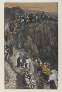 ナザレの近くの丘の眉、私たちの主イエス・キリストの生涯からの図（紙の黒鉛の上にトイレ） 作： James Jacques Joseph Tissot