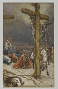 聖ロンギヌスの告白、私たちの主イエスキリストの生涯からの挿絵、1886年-94年（紙の黒鉛の上にトイレ）