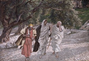 エマオへの道の弟子たち、「キリストの生涯」のイラスト、1884-96年（板紙にトイレとガッシュ） 作： James Jacques Joseph Tissot