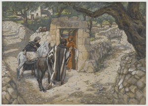 ベスページの子馬、私たちの主イエス・キリストの生涯からのイラスト、1886-94（紙の黒鉛の上にトイレ） 作： James Jacques Joseph Tissot