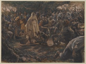 後方に落下する警備員、私たちの主イエス・キリストの生涯のイラスト、1886-94（紙の黒鉛の上にトイレ） 作： James Jacques Joseph Tissot