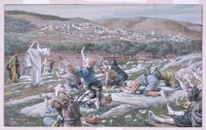 ハンセン病患者の癒し、「キリストの生涯」のイラスト、1886-94年（板紙にトイレとガッシュ）