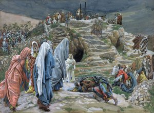 聖なる女性は何が行われたかを見ずに立ち止まる、「キリストの生涯」のイラスト、1886-94年（板紙にトイレとガッシュ） 作： James Jacques Joseph Tissot