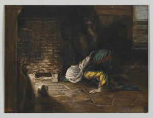 失われたドラクマ、私たちの主イエス・キリストの生涯のイラスト（紙の上のグラファイトの上にWC）（紙の上のグラファイトの上にWC） 作： James Jacques Joseph Tissot