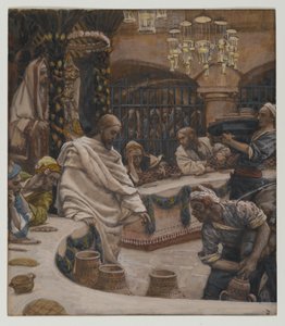 カナの結婚、私たちの主イエス・キリストの生涯からのイラスト（紙の黒鉛の上にトイレ） 作： James Jacques Joseph Tissot