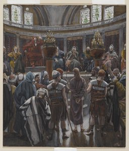 朝の裁き、私たちの主イエス・キリストの生涯からの挿絵、1886-94（紙の黒鉛の上にトイレ） 作： James Jacques Joseph Tissot