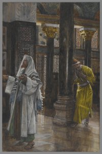 パリサイ人とパブリカン、私たちの主イエス・キリストの生涯からの挿絵、1886-94年（紙の黒鉛の上にトイレ） 作： James Jacques Joseph Tissot