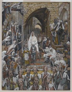 エルサレムの街での行列、私たちの主イエス・キリストの生涯からの挿絵、1886〜94年（紙の黒鉛の上にトイレ） 作： James Jacques Joseph Tissot