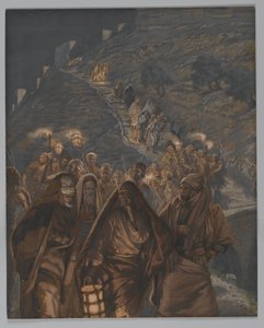 ユダの行列、私たちの主イエス・キリストの生涯からの挿絵、1886-94（紙の黒鉛の上にトイレ）