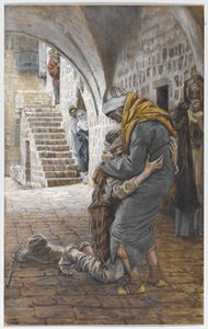 放蕩息子の復活、「キリストの生涯」のイラスト、1886-96年（板紙にガッシュ） 作： James Jacques Joseph Tissot