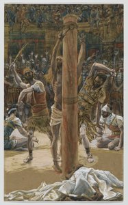 背中のむち打ち、私たちの主イエス・キリストの生涯からの挿絵、1886-94（紙の黒鉛の上にトイレ） 作： James Jacques Joseph Tissot