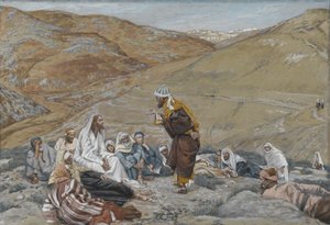スクライブはイエスを誘惑するために立った、私たちの主イエス・キリストの生涯からのイラスト、1886-94（紙の黒鉛の上にトイレ） 作： James Jacques Joseph Tissot