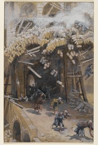 シロアムの塔、「私たちの主イエスキリストの生涯」のイラスト、1886-96年（紙の黒鉛の上にトイレ）