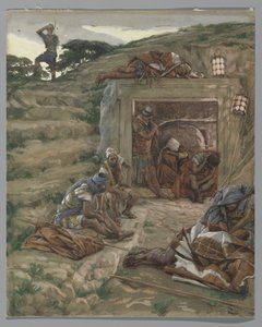 墓を見張る、私たちの主イエス・キリストの生涯からの挿絵、1886-94（紙の黒鉛の上にトイレ） 作： James Jacques Joseph Tissot