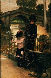 リッチモンドのテムズ川沿いのアーティスト、キャスリーンニュートン夫人と姪のリリアンハービー（1878〜79年） 作： James Jacques Joseph Tissot