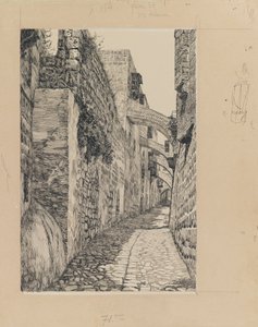 エルサレムのドロロサ経由、「イエス・キリストの生涯」のイラスト（板紙にインクとグラファイト） 作： James Jacques Joseph Tissot