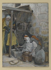 ザカリアとエリザベス、「キリストの生涯」のイラスト、1886-94年（板紙にトイレとガッシュ）