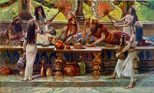 ティソ-聖書による王とのエステルごちそう 作： James Jacques Joseph after Tissot