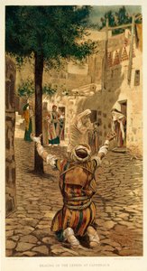 カペナウムでのハンセン病患者の治癒、聖マルコ-聖書 作： James Jacques Joseph after Tissot