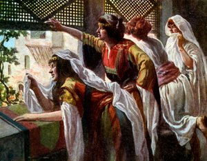 ミカルはジェームズティソによってデイビッドを軽蔑する-聖書 作： James Jacques Joseph after Tissot