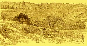 オリーブ山から見たエルサレムの旧市街 作： James Jacques Joseph after Tissot