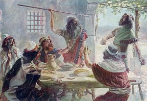 サウルはジャナリンをジョナサンで投げる-聖書 作： James Jacques Joseph after Tissot