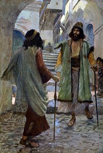 サウルとサミュエルの出会いJジェームスティソ-聖書 作： James Jacques Joseph after Tissot