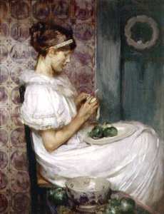 禁断の果実（油彩・キャンバス 作： James Jebusa Shannon