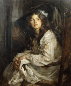 椅子に座っている女の子、 作： James Jebusa Shannon