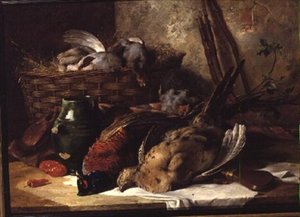 狩猟鳥獣のある静物 作： James Jnr Hardy