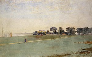 ブリストル近郊、エイボン川の河口付近の風景（水彩・紙） 作： James Johnson