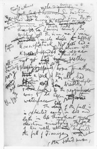 「フィネガンズウェイク」ノートブックのページ、1922年〜39年頃 作： James Joyce