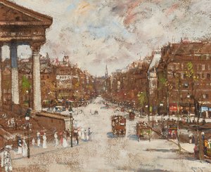 Place De La Madeleine (カードに油彩) 作： James Kay