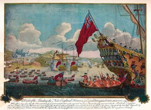 1747年、ルイブールを攻撃するためにケープブレトン島にニューイングランドから軍が上陸