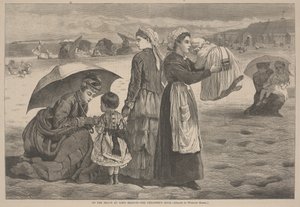 ロングブランチのビーチ-子どもの時間、1874 作： James L. Langridge