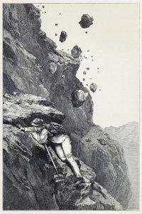 マッターホルンの大砲、1860年から69年にかけてのアルプスのスクランブルから、パブ。1871年、彫刻 作： James Mahoney