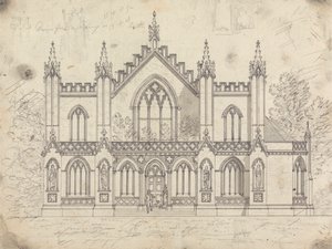 図案 14 の準備図、図案 11「田舎の隠れ家図案集」 作： James Malton