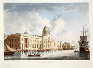 カスタムハウス、ダブリン、1792年（手彩色の彫刻）