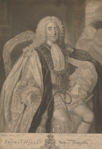 Thomas Pelham-Holles, 1º Duque de Newcastle upon Tyne e 1º Duque de Newcastle sob Lyme 作： James McArdell