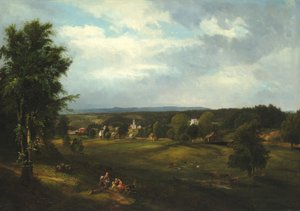 1850年、ニューヨーク州アルバニー近郊の村の風景。