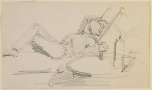 ベッドに横たわる男性 作： James Abbott McNeill Whistler