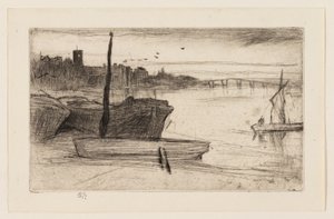 チェルシー橋と教会 作： James Abbott McNeill Whistler