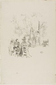 彫像の下での会話、リュクサンブール公園 作： James Abbott McNeill Whistler