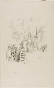 彫像の下での会話、リュクサンブール公園 作： James Abbott McNeill Whistler